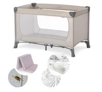 hauck Set Lettino Neonato Da Viaggio Dream N Play XXL con Materasso Comfort - Culla Neonato Pieghevole con Zanzariera, Coprimaterasso, Lenzuolo e Borsa - (Beige)