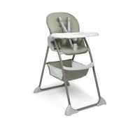 hauck Sit N Fold, Sage - Seggiolone Pappa Pieghevole e Leggero per Bambini da 6 Mesi Fino a 15 kg, Schienale Reclinabile, Cintura a 5 Punti, Vassoio XL Removibile, Cestello Portaoggetti