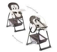 hauck Sit N Relax, Wild Panda - Set Seggiolone Pappa 2in1, Sdraietta Neonato con Arco Giochi fino a 9 kg, Sedia con Vassoio da 6 Mesi a 15 kg, Telaio con Ruote, Cesto, Altezza Regolabile e Pieghevole