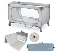 hauck Sleep N Play Go Plus Set Lettino da Viaggio con Materasso, Dusty Blue
