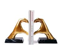 HAUCOZE 2pcs Cuore Scultura Mano Amore Finger Decor Regali Moderni Libreria Arti Tavolo Centrotavola Statua Polyresin Oro 31 cm
