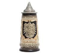HAUCOZE Boccale Birra Tedesco Vikingo Oktoberfest Beer Mug con Coperchio, Compleanno Regalo per Scaffalf Scrivania d'appoggio Ceramica 0.8 Liter