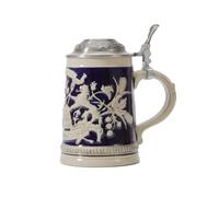 HAUCOZE Boccale Birra Tedesco Vikingo Oktoberfest Beer Mug con Coperchio, Compleanno Regalo per Uomo Marito Padre Ceramica 0.6 Liter