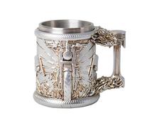 HAUCOZE Boccale di Birra con Coppa in acciaio inossidabile, Vichingo Beer Stein Mug per Compleanno Regalo Uomini Padre Marito, Moto Design 450ml