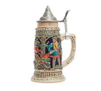 HAUCOZE Boccale di Birra Tedeschi Germania Caccia Vichingo Beer Stein Mug con Coperchio per Compleanno Regalo Uomini Padre Marito 0.6 Liter