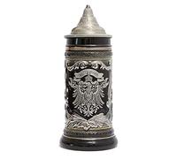 HAUCOZE Boccale di Birra Tedeschi Germania Stemma Vichingo Beer Stein Mug con Coperchio per Compleanno Regalo Uomini Padre Marito 0.6 Liter