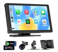 Haudio Portatile Car Stereo con CarPlay & Android Auto Wireless, 7 Pollici Touch Screen con Telecamera Posteriore, Bluetooth, Mirror Link, GPS, FM, Controllo Vocale Car Audio Adatto a tutti i veicoli