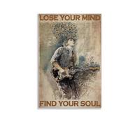 HAUEWB4HEWY Poster su tela con Monasa, motivo Guitar Man Lose Your Mind Find Your Soul, poster artistico da parete per soggiorno, 20 x 30 cm, senza cornice