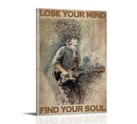 HAUEWB4HEWY Poster su tela con Monasa, motivo Guitar Man Lose Your Mind Find Your Soul, poster artistico da parete per soggiorno, 20 x 30 cm, con cornice
