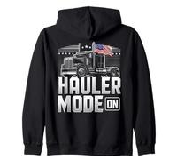 Hauler Mode ON Patriotic Trucker Big Rig, motivo: bandiera USA Felpa con Cappuccio
