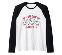 Haunt It Shirt Cute Ghosts Funny Halloween Citazione Ottobre Maglia con Maniche Raglan
