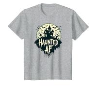 Haunted AF: Spooky Manor Halloween Horror Night Maglietta, Bambini, Grigio Melange, 2 Anni