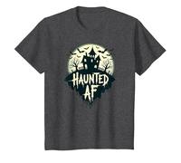 Haunted AF: Spooky Manor Halloween Horror Night Maglietta, Bambini, Grigio Scuro, 2 Anni