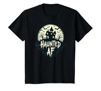 Haunted AF: Spooky Manor Halloween Horror Night Maglietta, Bambini, Nero, 10 Anni