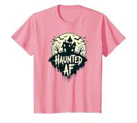 Haunted AF: Spooky Manor Halloween Horror Night Maglietta, Bambini, Rosa, 10 Anni
