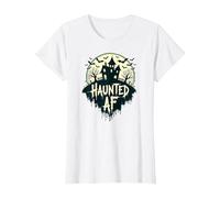Haunted AF: Spooky Manor Halloween Horror Night Maglietta, Donna, Bianco, S