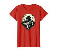 Haunted AF: Spooky Manor Halloween Horror Night Maglietta, Donna, Rosso, XXL