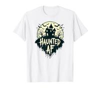 Haunted AF: Spooky Manor Halloween Horror Night Maglietta, Uomo, Bianco, 3XL