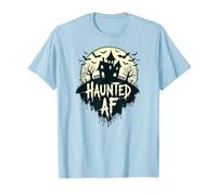 Haunted AF: Spooky Manor Halloween Horror Night Maglietta, Uomo, Celeste, L