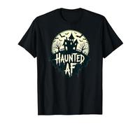 Haunted AF: Spooky Manor Halloween Horror Night Maglietta, Uomo, Nero, L
