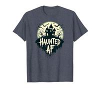 Haunted AF: Spooky Manor Halloween Horror Night Maglietta, Uomo, Pervinca, M