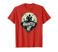 Haunted AF: Spooky Manor Halloween Horror Night Maglietta, Uomo, Rosso, S