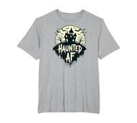 Haunted AF: Spooky Manor Halloween Horror Night Maglietta, Uomo Taglie Grandi, Grigio Melange, 4X Tall