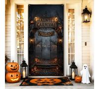 Haunted Carnival Gothic Entrance Theme Iron Gate Door Covers 91 x 182 cm | Targa per porta d'ingresso a tema gotico, atmosfera spettrale, cartello in legno invecchiato dalle intemperie
