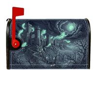 Haunted Castle - Coperture magnetiche per cassette postali, fantasmi spettrali gotici, alberi di Halloween, colore nero, per decorazione esterna del cortile, 53 x 64 cm