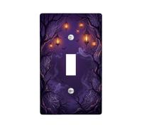 Haunted Forest Halloween tema interruttore a levetta piastra | Motivi spettrali della foresta, accenti antichi della lanterna, motivi ragnatela, figure di fantasmi eterei