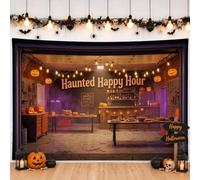 Haunted Happy Hour Tavern Jack-O-Lantern sfondo striscione 180 x 109 cm | Taverna Impostazione Interna, Fotografia Sfondo, ing Ambiente, Intagliato Zucche Decorazione, Atmosfera Festa a Tema