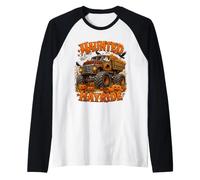 Haunted Hayride Halloween Monster Truck Ghost Pumpkin Maglia con Maniche Raglan