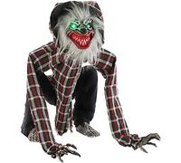 Haunted Hill Farm Animatronic - Lupo mannaro accovacciato con movimento, suoni e occhi luminosi per spaventosa decorazione di Halloween, 24 x 18 x 30