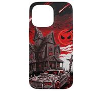 Haunted Home Red Moon Spiked Cata Halloween Night Custodia per iPhone 14 Pro Max