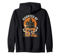 Haunted House 67 Halloween Zucca Fantasma retrò Emblema Felpa con Cappuccio