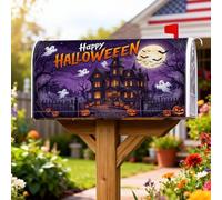 Haunted House - Coperture magnetiche per cassetta delle lettere, fantasmi spettrali, zucche, per Halloween, decorazione per giardino, cortile, 45,7 x 53,3 cm
