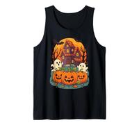 Haunted House Ghost Pumpkin Halloween Jack O Lanterna Pipistrelli Canotta