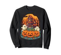 Haunted House Ghost Pumpkin Halloween Jack O Lanterna Pipistrelli Felpa
