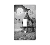 Haunted House Placca di copertura per interruttore della luce, design spettrale nero bianco per decorazioni di Halloween, piastre da parete in materiale termoplastico, dimensioni standard singolo a