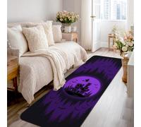 Haunted House Runner Tappeto, Spettrale Gotico Pipistrelli Spettrale Paesaggio Halloween Viola Basso Pile Spugna Bordo Legatura Casa Rettangolo Tappeto per Cucina Ingresso Comodino Decor 0,6 x 2,3 m