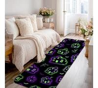 Haunted House Runner Tappeto, Spooky Fantasioso Pipistrello Fulmine Halloween Nero Antiscivolo Estetico Rettangolare Tappeto per il Pavimento di Casa per la Cucina Ingresso Comodino Lavanderia Decor
