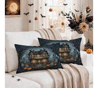 Haunted House - Set di 2 federe per cuscino a tema gotico, 30,5 x 50,8 cm