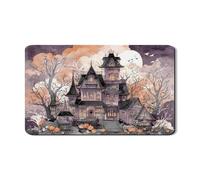 Haunted House, tappetino scolapiatti per bancone della cucina, in gomma assorbente, stile gotico, per autunno e Halloween, in pelle PU, per bar, 30,5 x 50,8 cm