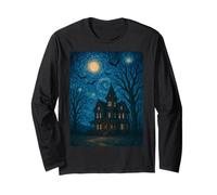 Haunted House - Van Gogh Style Halloween Tee Maglia a Manica