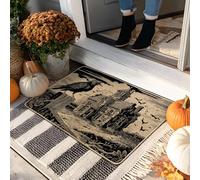 Haunted House, Zerbino gotico nero, per decorazione di Halloween, antiscivolo, impermeabile, per esterni e interni, facile da pulire, assorbe la polvere, 73 x 43 cm