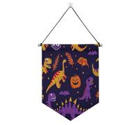 Haunted Jurassic Colorful Halloween Decorazioni di Halloween Banner in tessuto da appendere con bastone telescopico striscione da parete, decorazione per feste per ufficio, scuola, scuola, dormitorio
