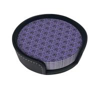 Haunted Mansion - Set di 6 sottobicchieri rotondi in pelle PU, per cucina, bar, caffè, birra, tè, protezione da tavolo