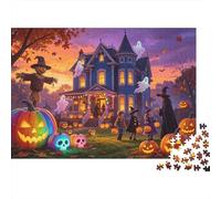 Haunted Puzzle 1000 Pezzi Riciclato Material Halloween House Puzzles for Anziani Allevia la Demenza Senile Divertente Family Gioco Attività Home 70x50cm/1000pcs