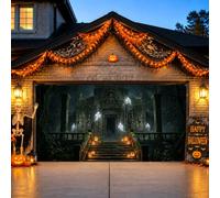 Haunted Temple Ghostly Halloween Antico Garage Door Cover 390 x 180 cm