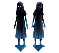 Haunted Twin Ghost Yard Signs | Metallo Spooky Lawn Garden Sign 2 pezzi | Halloween Ground Insertion Horror Decor per Portico Prato Cortile Prato Cortile Prato Carnevale Patio